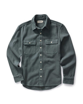 flatlay of The Ledge Shirt in Deep Sea Twill, Wovens by Taylor Stitch