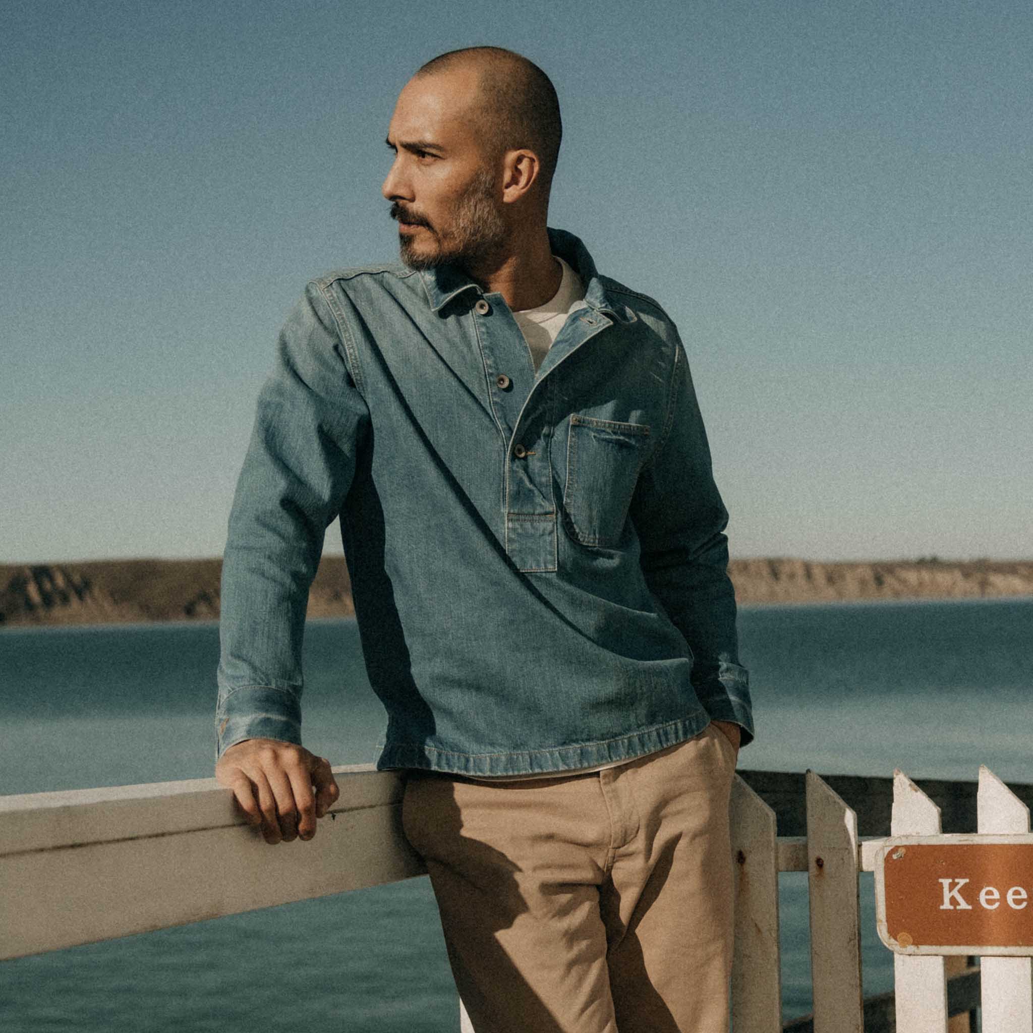 The Milton Pullover in Washed Selvedge Denim | Taylor Stitch