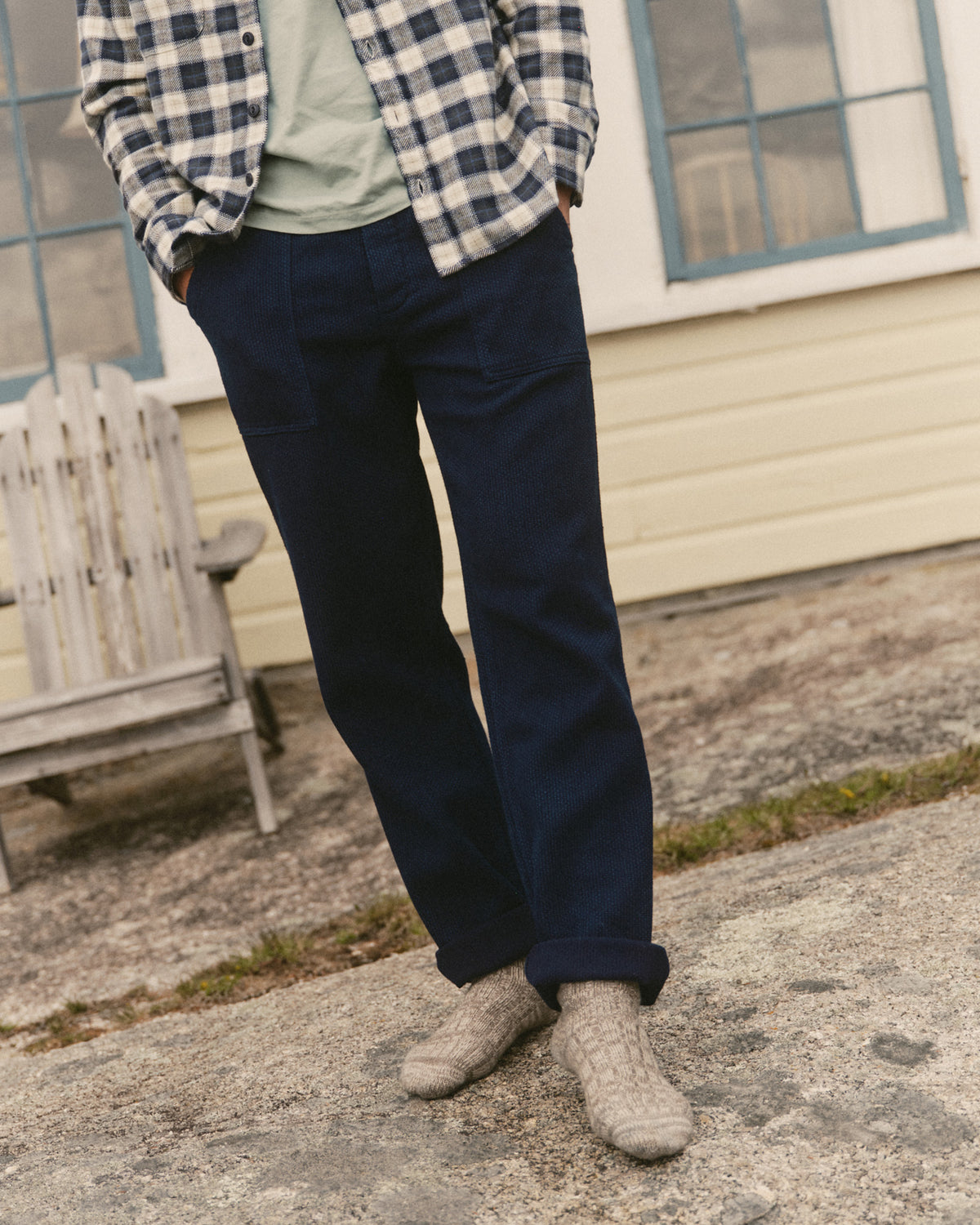 The Breakwater Pant in Rinsed Indigo Sashiko | Taylor Stitch