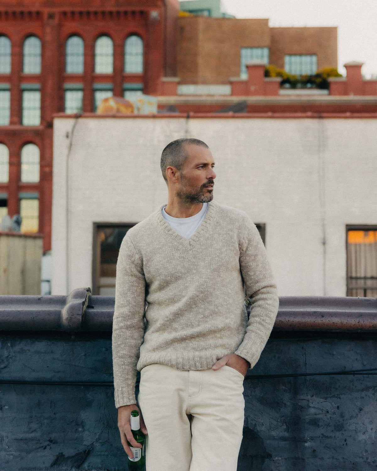 The Match V-Neck Sweater in Sable Merino Slub | Taylor Stitch