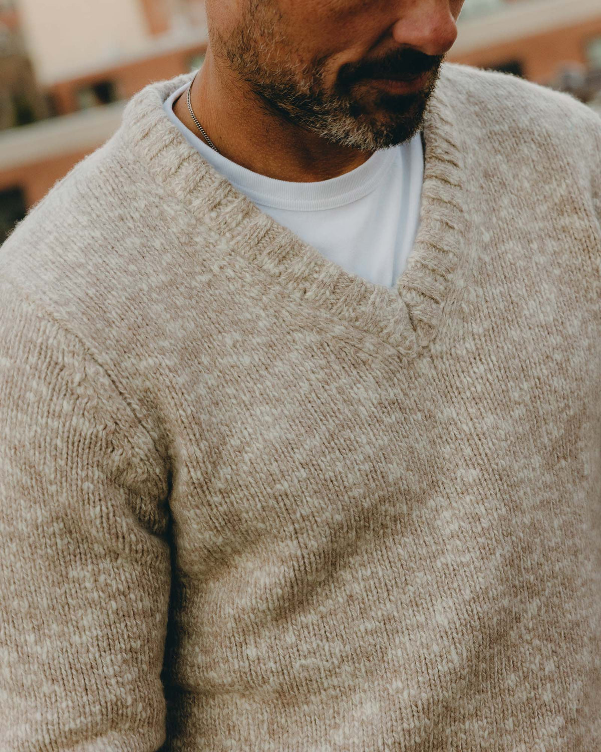 The Match V-Neck Sweater in Sable Merino Slub | Taylor Stitch
