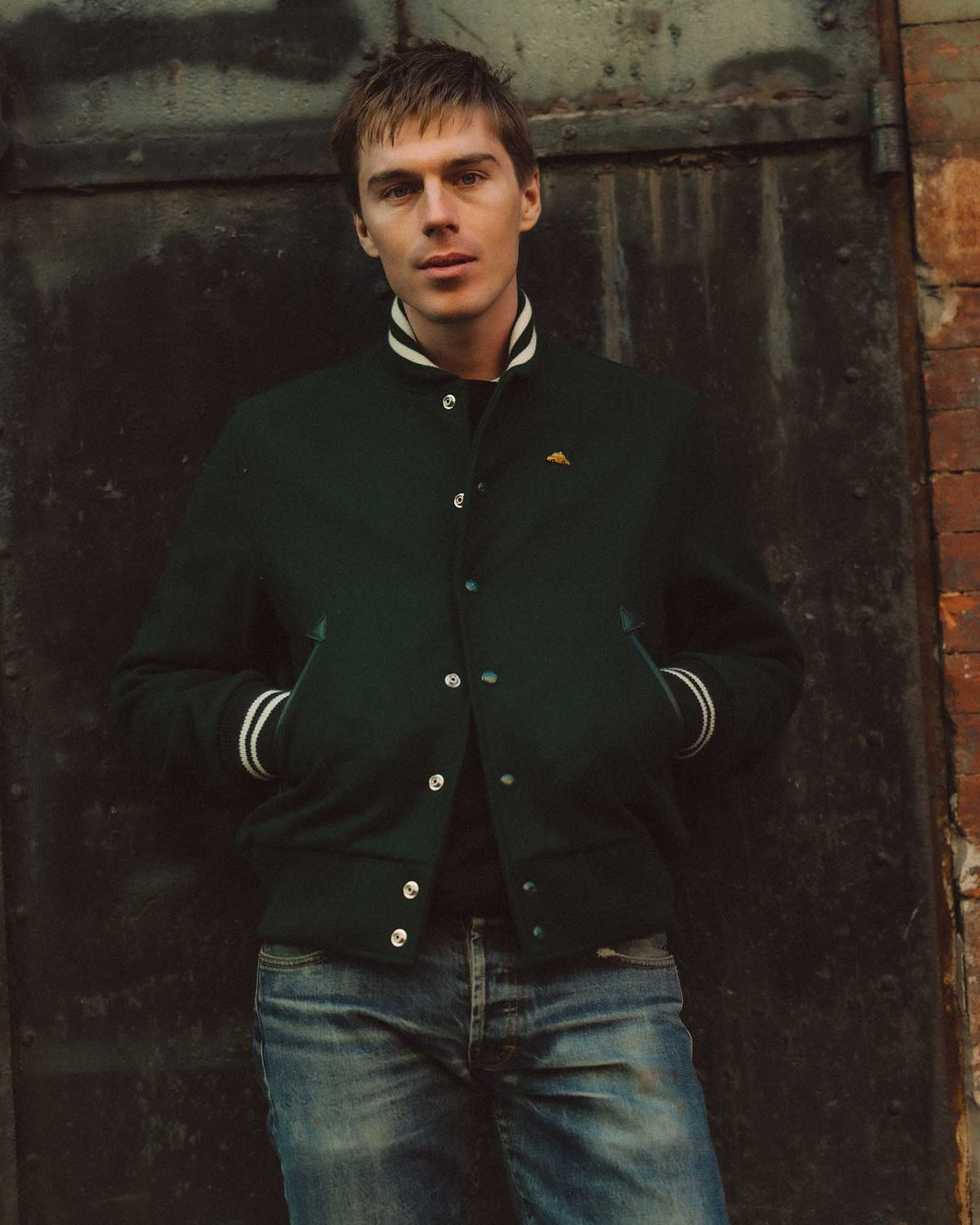 The Golden Bear Snap Bomber in Ivy Wool | Taylor Stitch