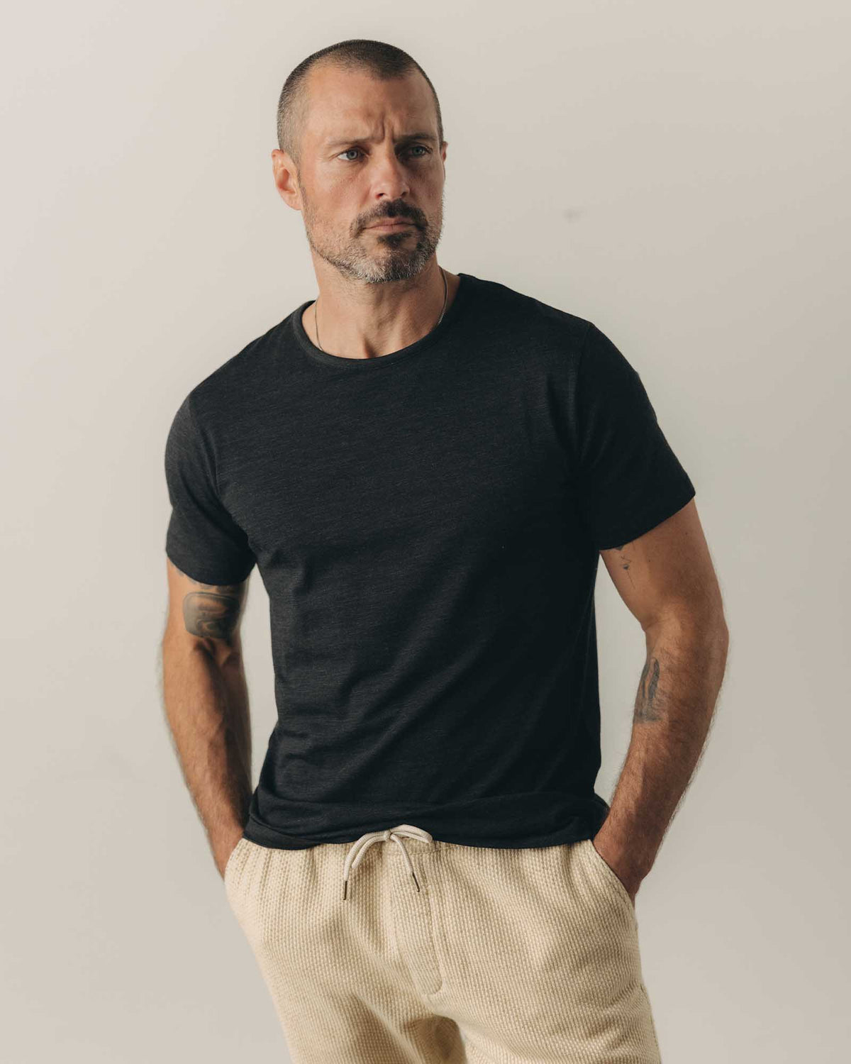 The Merino Tee in Heather Black | Taylor Stitch