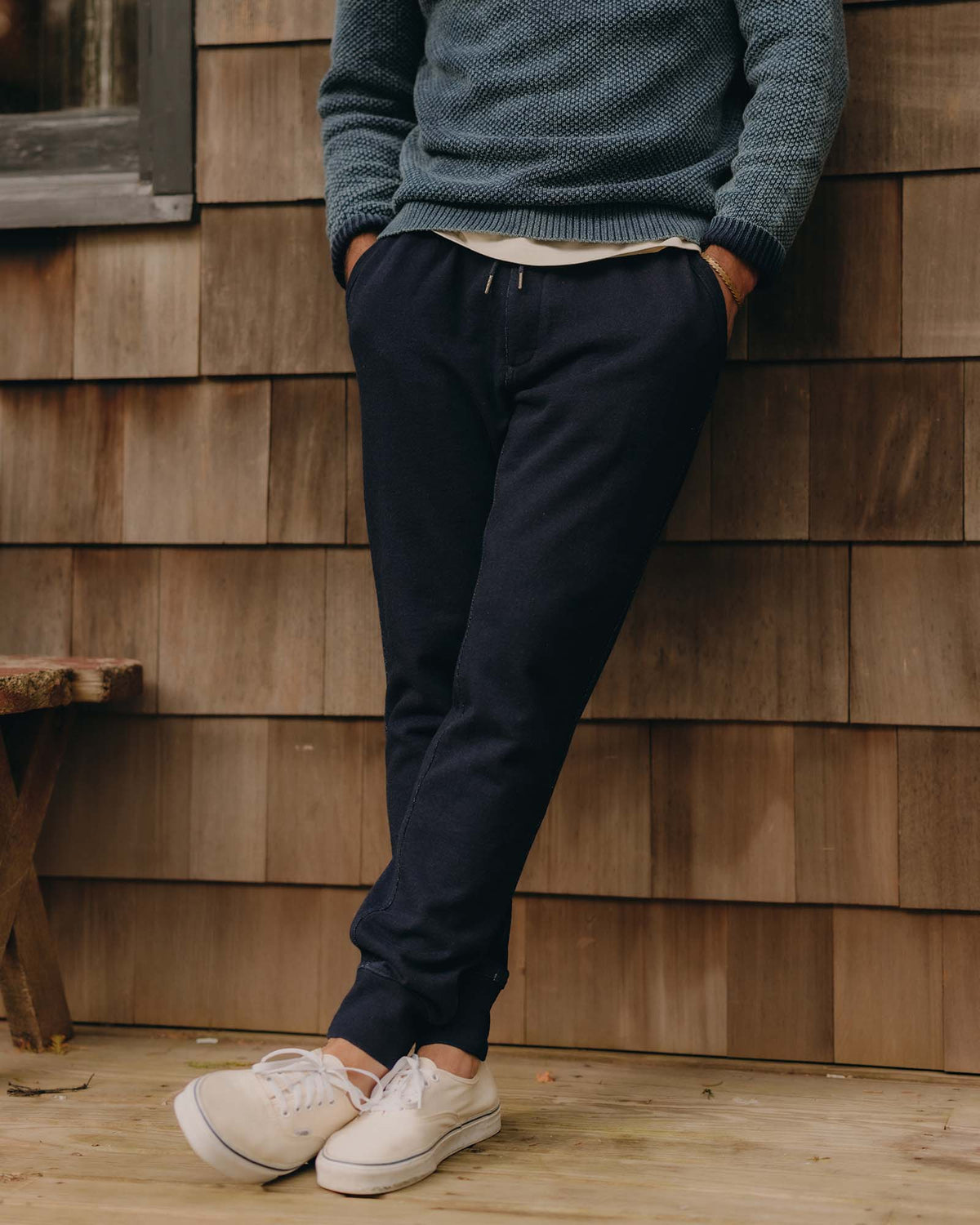 The Sunset Pant in Rinsed Indigo Terry | Taylor Stitch