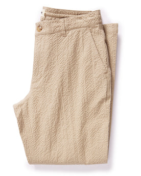 flatlay of The Easy Pant in Heather Oat Seersucker, Bottoms by Taylor Stitch