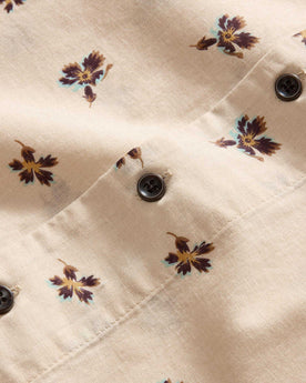 material shot of the buttons on The Short Sleeve Hawthorne in Almond Floral, Wovens by Taylor Stitch
