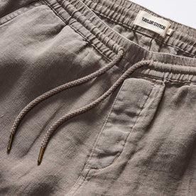 material shot of the waistband on The Apres Short in Canteen Hemp