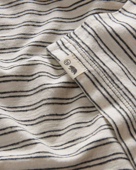 material shot of the bottom hem on The Cotton Hemp Tee in Black Coffee Stripe, Knits by Taylor Stitch