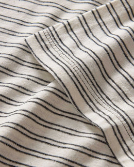 material shot of the sleeve on The Cotton Hemp Tee in Black Coffee Stripe, Knits by Taylor Stitch