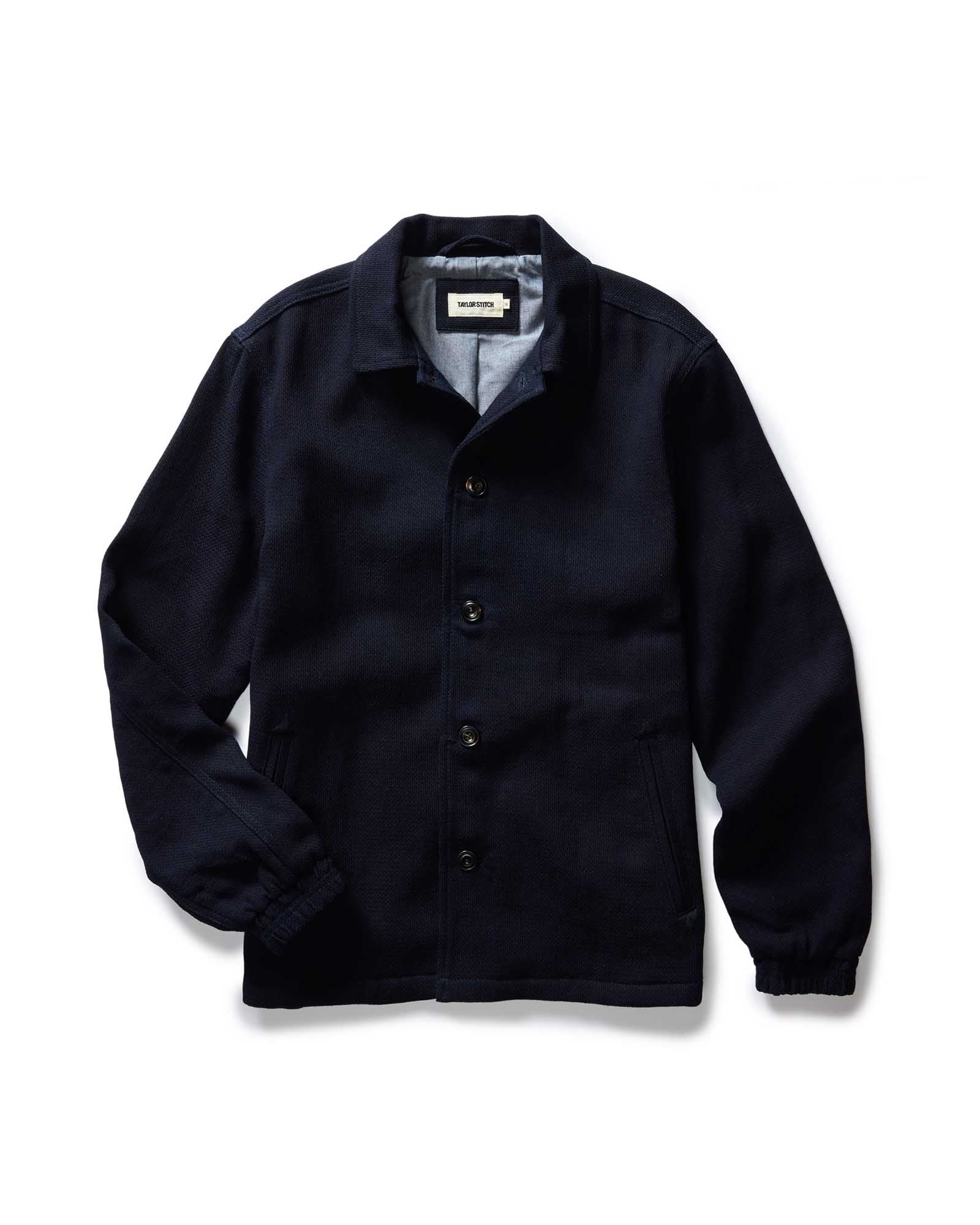 The Crew Jacket in Rinsed Indigo Sashiko Taylor Stitch