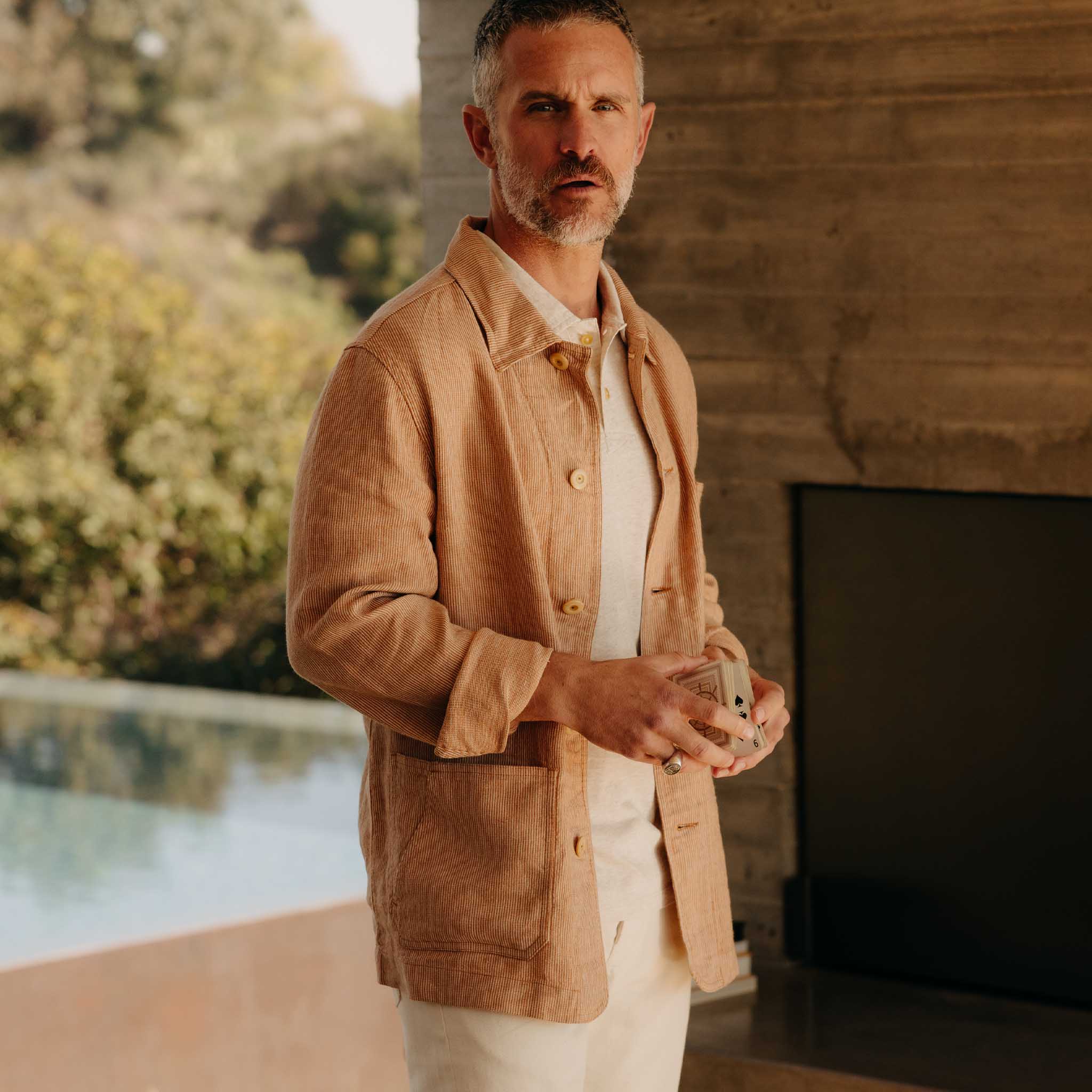 The Ojai Jacket in Chili Stripe Linen | Taylor Stitch