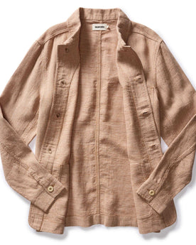 flatlay of the inside of The Ojai Jacket in Chili Stripe Linen, Outerwear by Taylor Stitch