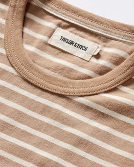material shot of the collar on The Organic Cotton Long Sleeve Tee in Churro Stripe, Knits by Taylor Stitch