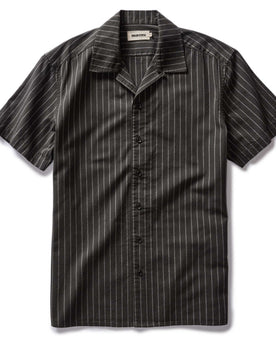 flatlay of The Short Sleeve Davis Shirt in Kelp Stripe, Wovens by Taylor Stitch