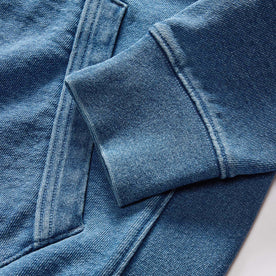 material shot of the cuffs on The Apres Hoodie in Washed Indigo Terry
