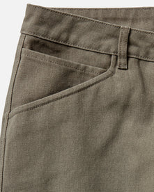 material shot of the waistband on The Camp Pant in Stone Chipped Canvas