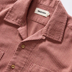 material shot of the collar on The Conrad Shirt in Fired Brick Dobby