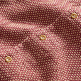 material shot of the buttons on The Conrad Shirt in Fired Brick Dobby