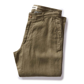 folded flatlay of The Easy Pant in Olive Linen