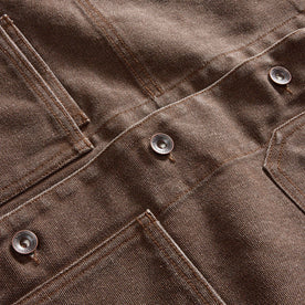 material shot of the buttons on The Fremont Jacket in Aged Penny Chipped Canvas