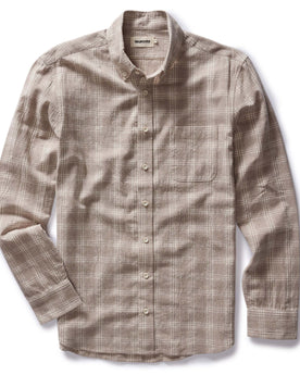 flatlay of The Jack in Heather Flax Plaid, Wovens by Taylor Stitch