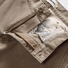 material shot of the zipper on The Matlow Short in Baked Soil Herringbone