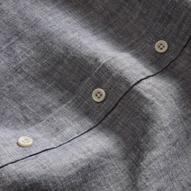 material shot of the buttons on The Short Sleeve California in Faded Navy Hemp