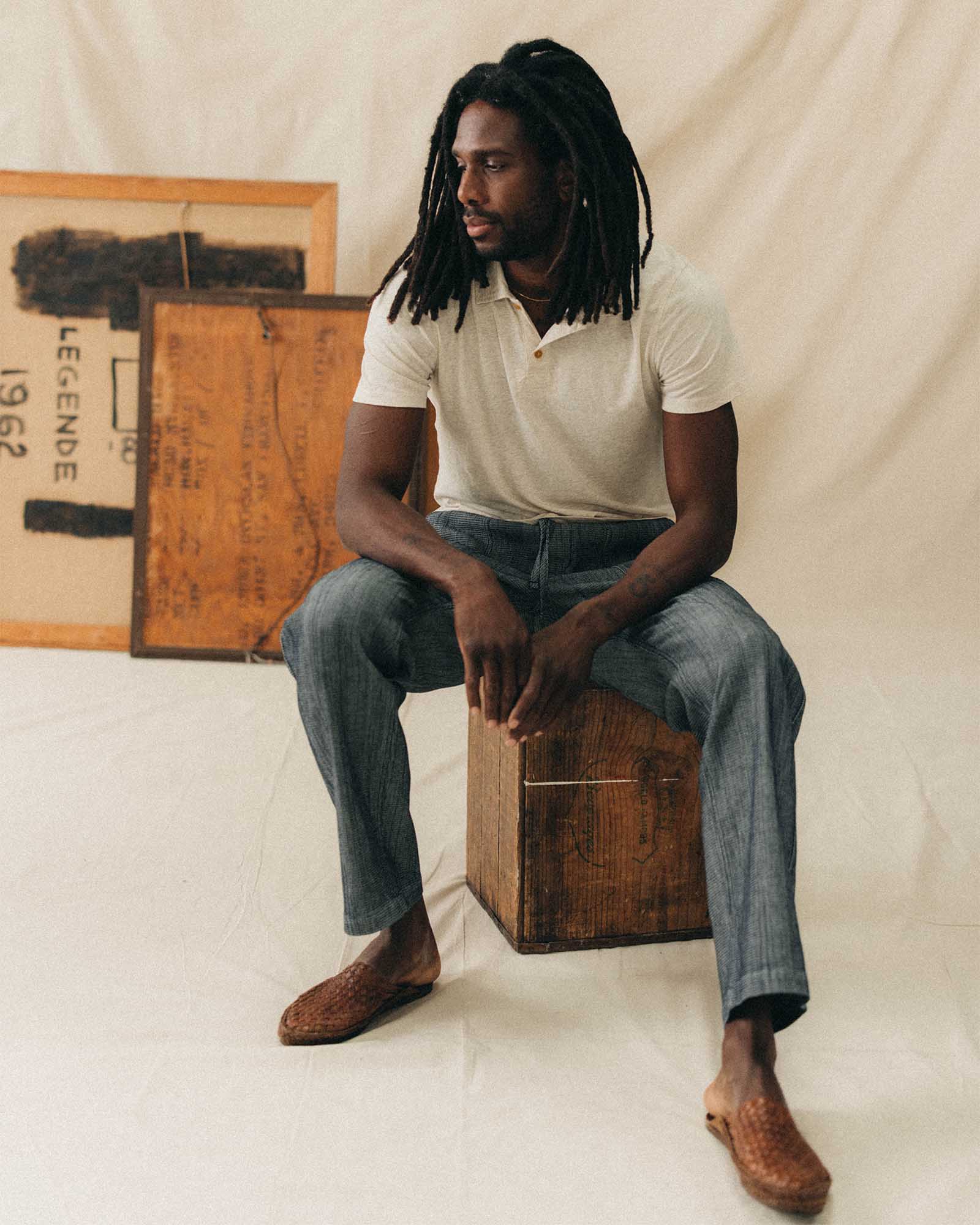 パンツ THE SPEEDWAY W-KNEE DECKPANTS INDIGO 36 The Breakwater Pant in Rinsed Indigo Stripe | Taylor Stitch