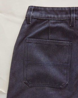 material shot of the pocket on The Camp Short in Navy Chipped Canvas, Bottoms by Taylor Stitch