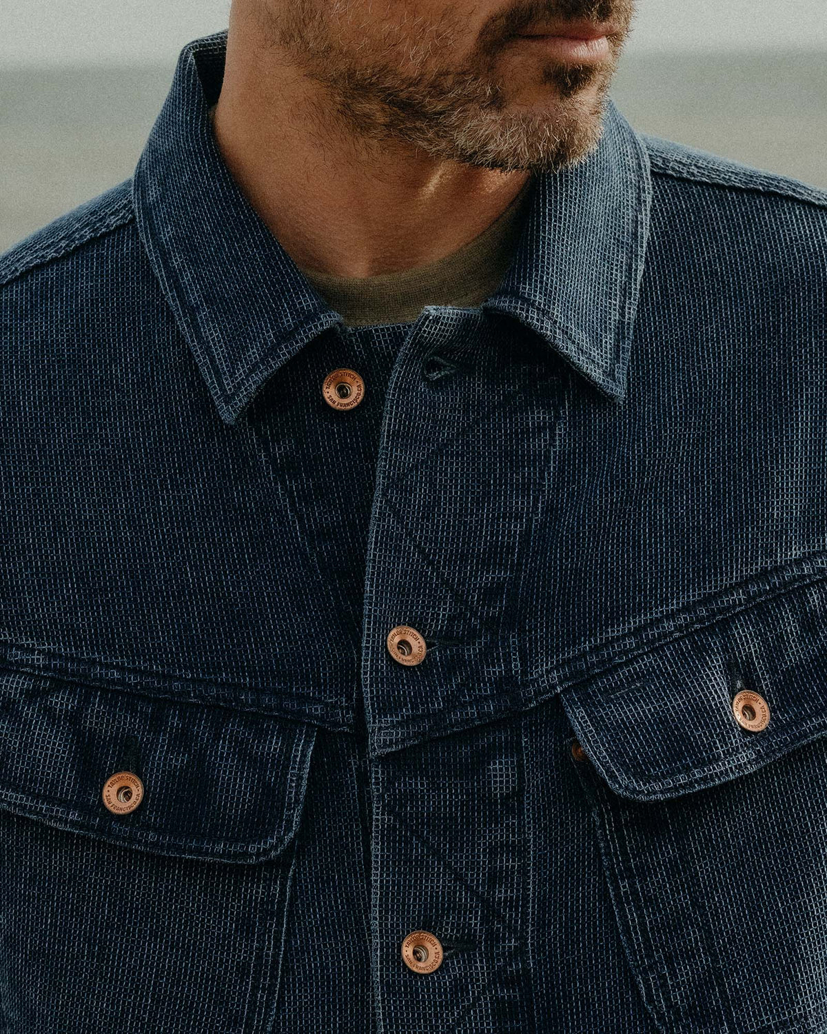 The Long Haul Trucker Jacket in Rinsed Indigo Waffle | Taylor Stitch