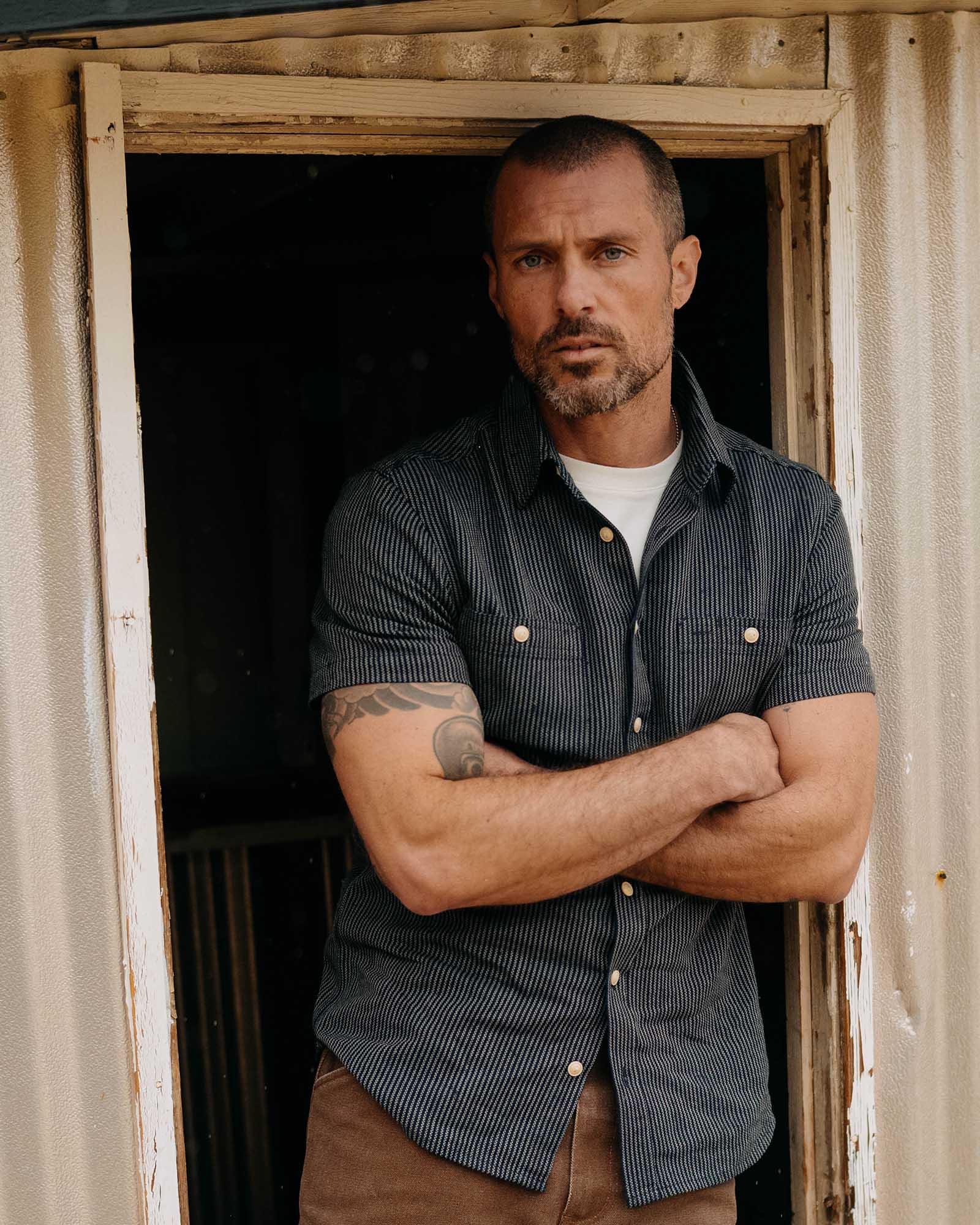 The Short Sleeve Utility Shirt in Roped Indigo | Taylor Stitch