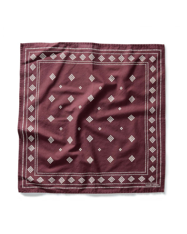 flatlay of The Bandana in Dried Cherry Diamond