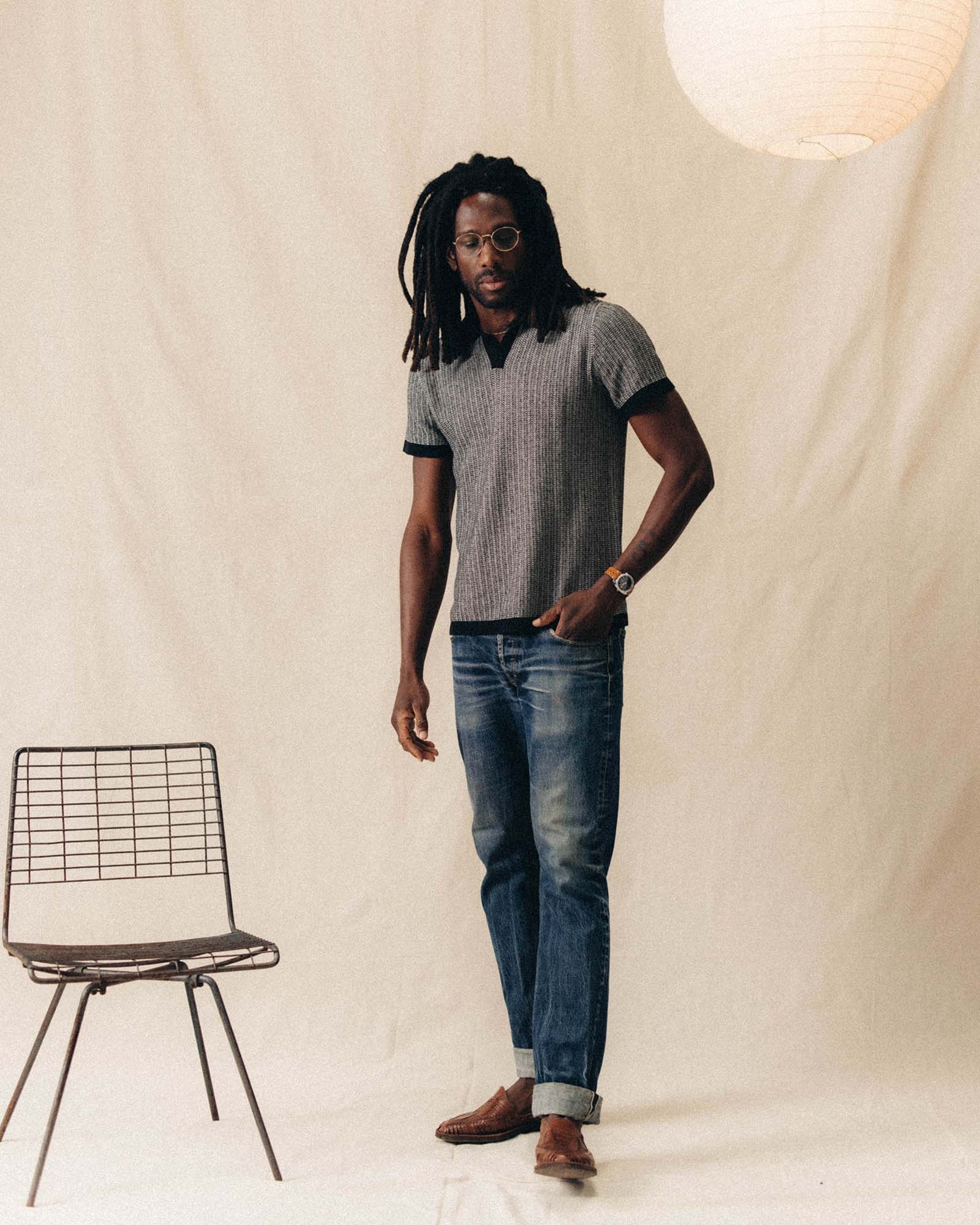The Valencia Sweater Polo in Coal Scallop | Taylor Stitch