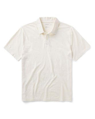 flatlay of The Cotton Hemp Polo in Vintage White