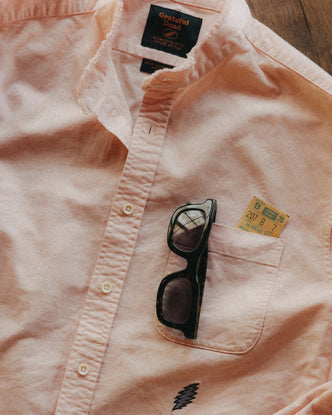editorial flatlay of The Stageworn Jack in Pale Rose Oxford