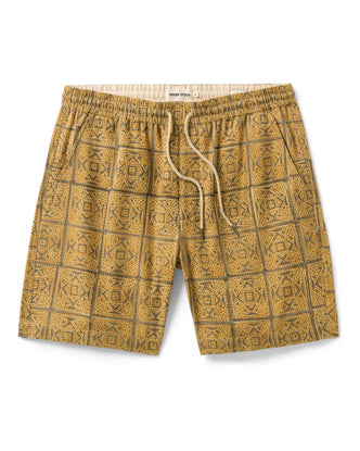 flatlay of The Apres Short in Fennel Block Print