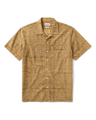 flatlay of The Hawthorne Shirt in Fennel Block Print