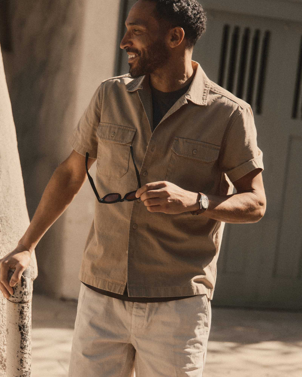 The Short Sleeve Mechanic Shirt in Khaki Ripstop | Taylor Stitch