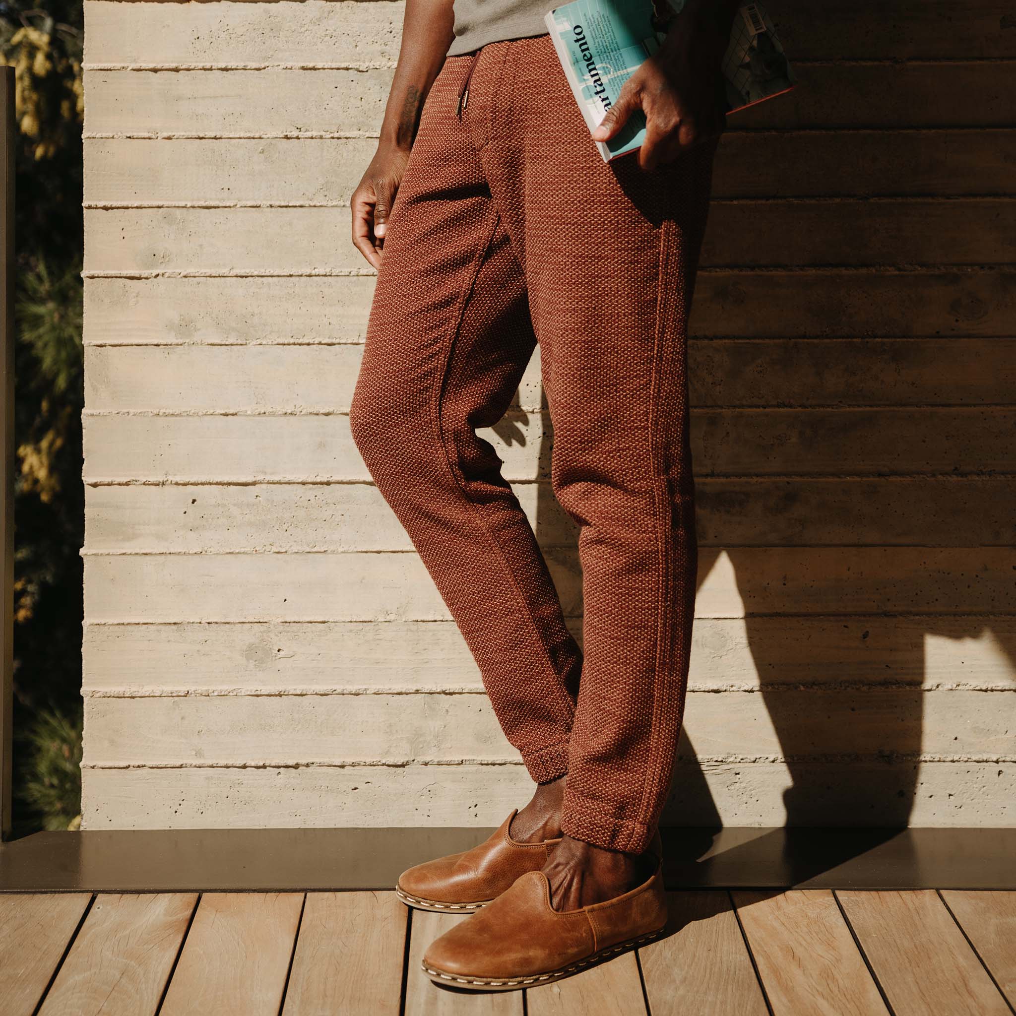 The Apres Men's Lounge Pant in Black Cherry Sashiko | The