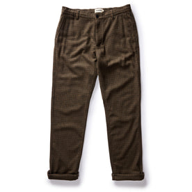 flatlay of The Carmel Pant in Timber Guncheck, shown in full