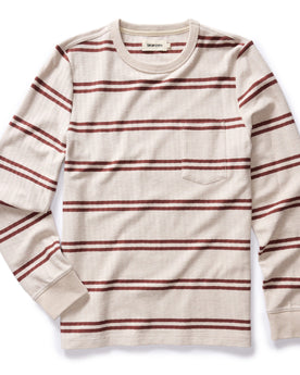 flatlay of The Colton Crew in Oat Heathered Stripe, Knits by Taylor Stitch