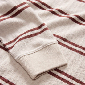 material shot of the ribbed cuffs on The Colton Crew in Oat Heathered Stripe