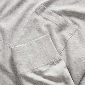 material shot of the sleeves on The Cotton Hemp Long Sleeve Tee in Heather Grey