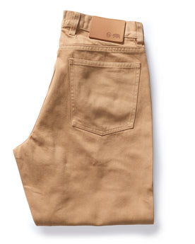 folded flatlay of the back of The Democratic All Day Pant in Tobacco Selvage Denim, Bottoms by Taylor Stitch