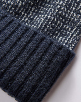 material shot of the ribbed edge of The Headland Beanie in Dark Navy, Accessories by Taylor Stitch