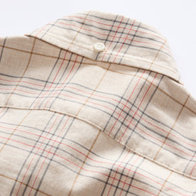material shot of the back collar on The Jack in Sand Plaid