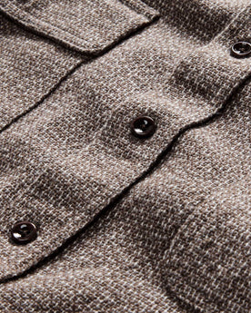 material shot of the buttons on The Ledge Shirt in Granite Linen Tweed, Wovens by Taylor Stitch