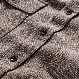 material shot of the buttons on The Ledge Shirt in Granite Linen Tweed