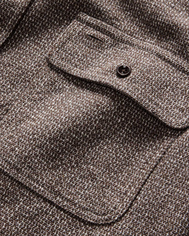 material shot of the pocket on The Ledge Shirt in Granite Linen Tweed, Wovens by Taylor Stitch