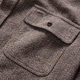 material shot of the pocket on The Ledge Shirt in Granite Linen Tweed